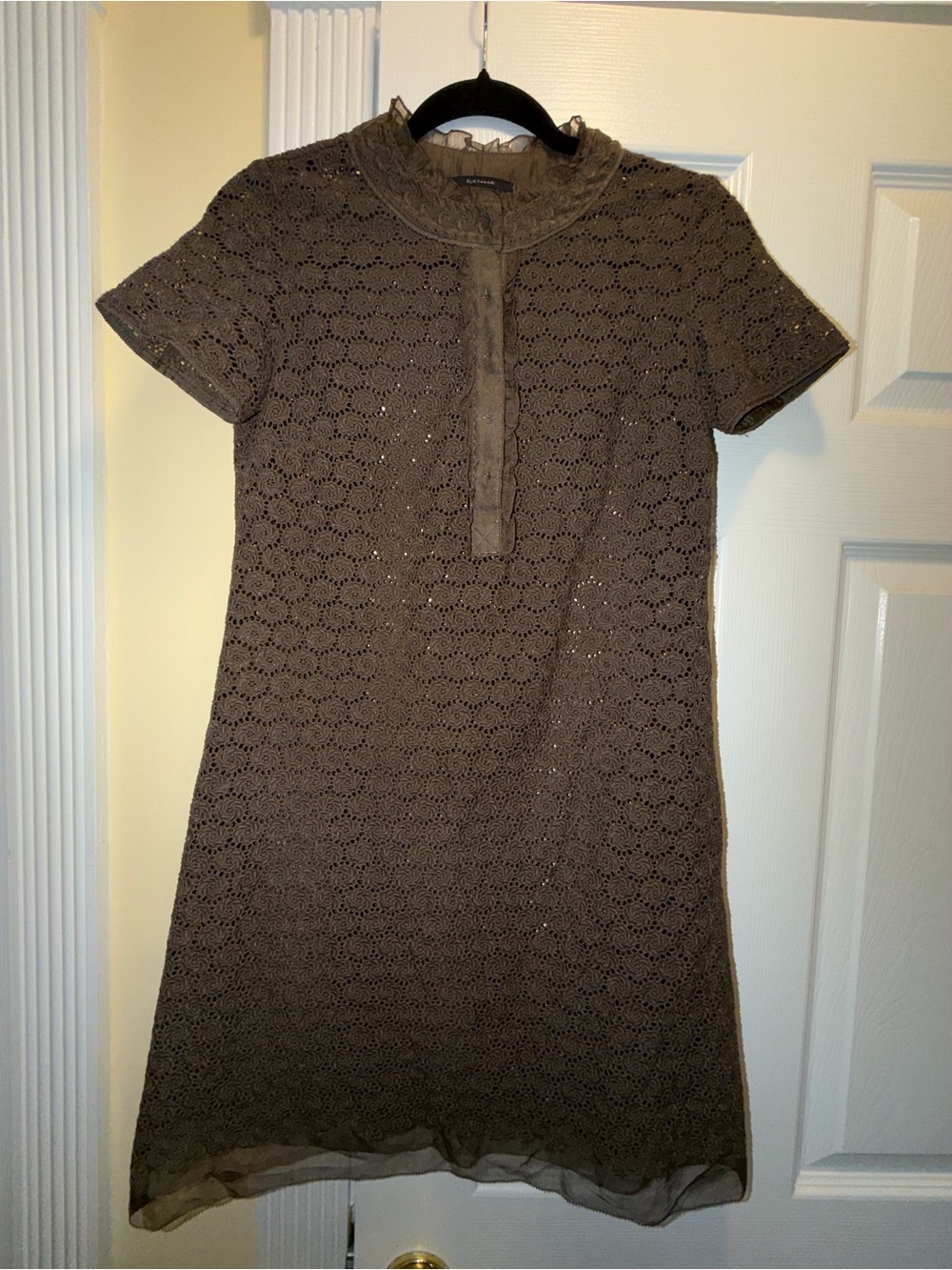 Silk Elie Tahari Brown Lace Midi Dress